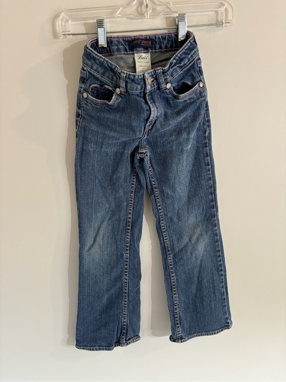 Levi's Boot Cut Girls Blue Heart Pocket Denim Jeans Size 6x Happy to